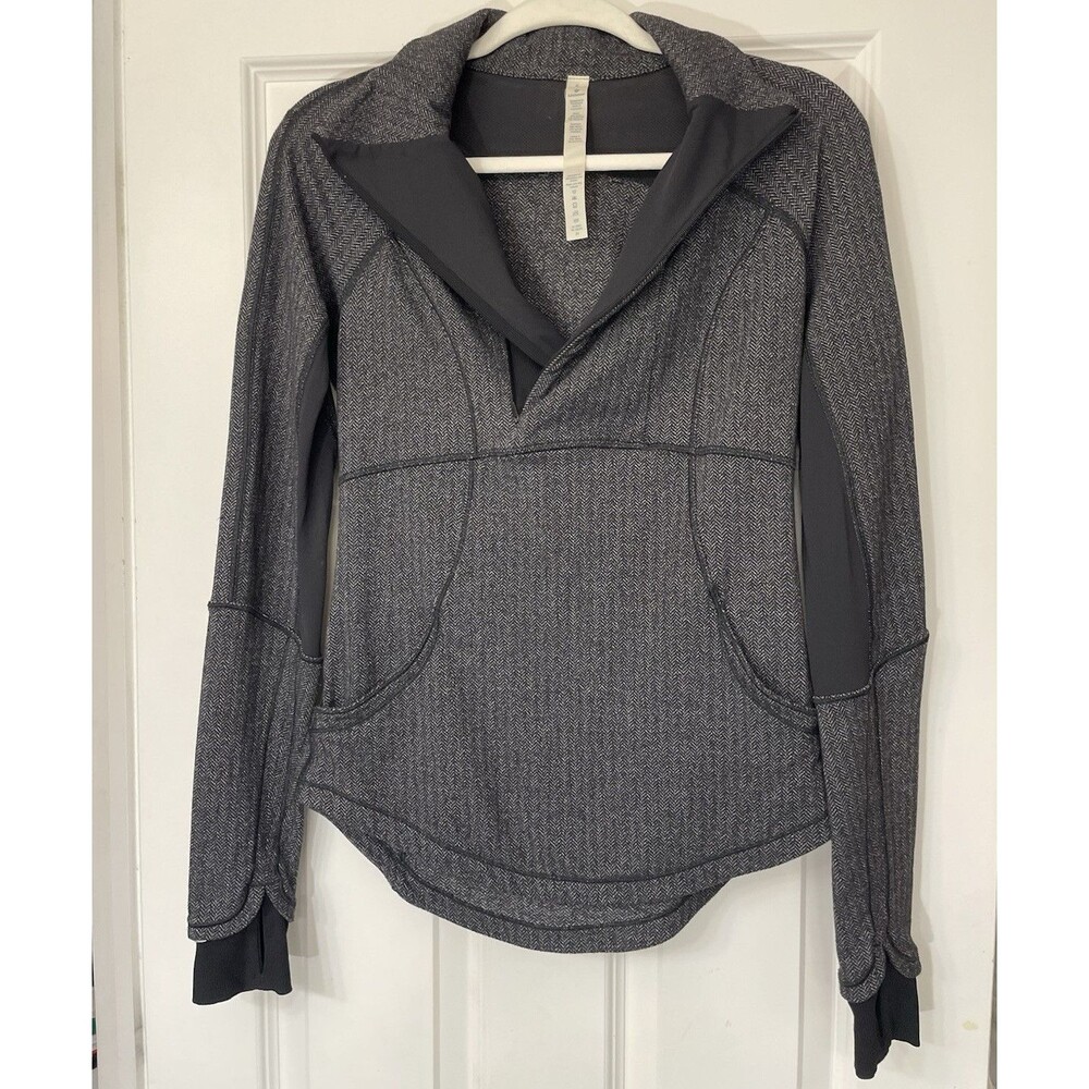 Lululemon Jacket Base Runner 1/2 Zip Size 6 Heathered Herringbone Pullover